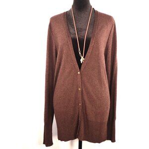 Cardigan Sweater by Mossimo Long Sleeve V-Neck Button-Up/ Brown Wool Size L/G